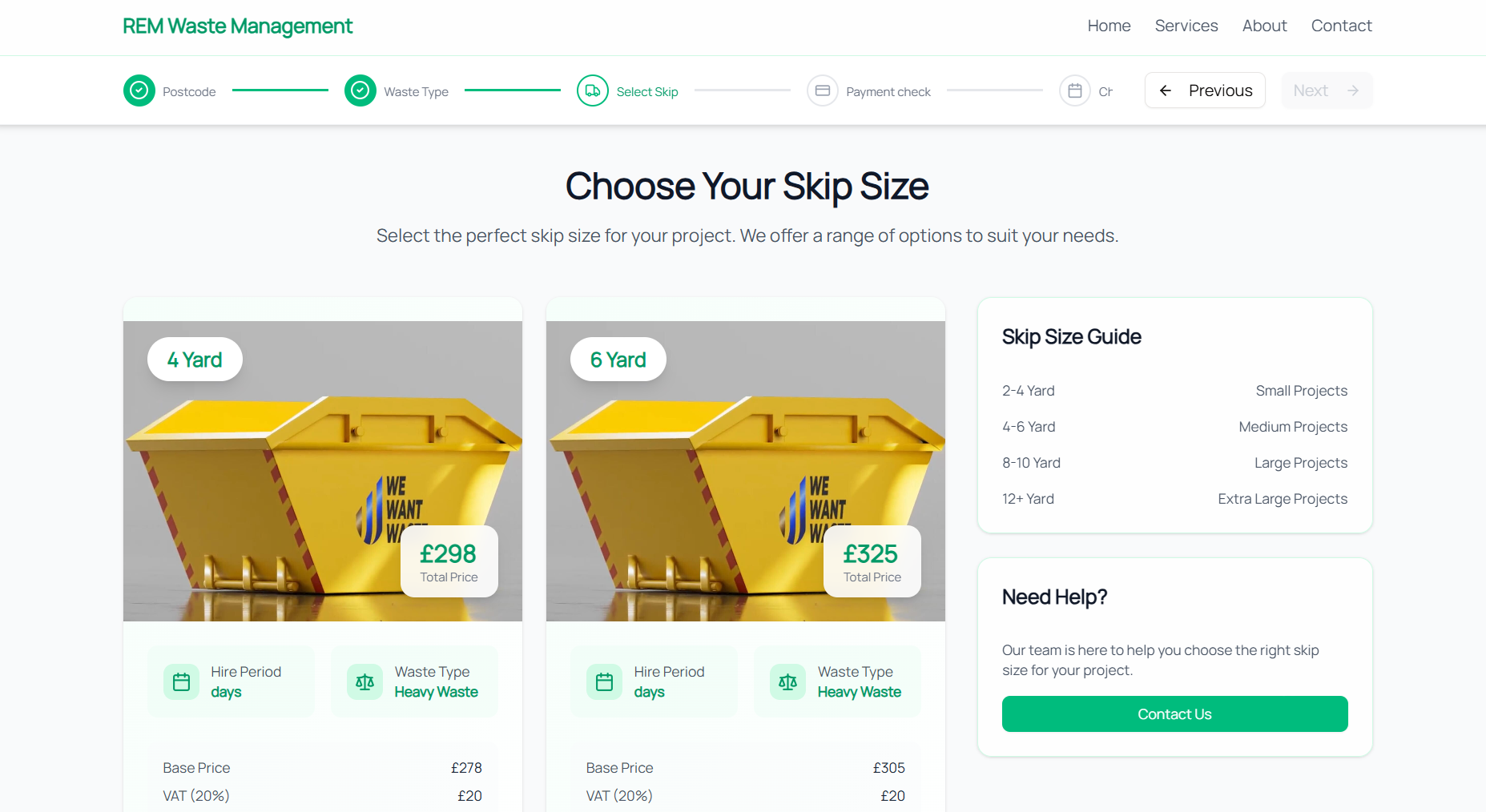 Choose Your Skip Size